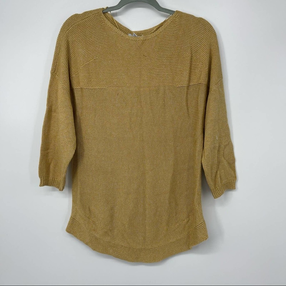 CROFT & BARROW TAN/GOLD SOFT 3/4 SLEEVE SWEATER MEDIUM